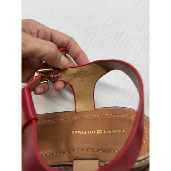TOMMY HILFIGER Burke Lady Thongs Flat Thong Gladiator Sandals Red Size 10 - Picture 4 of 6